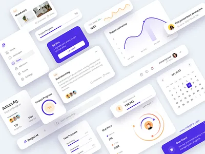 UI Elements analytics calender cards chart components dashboard graph kanban landing page library elements menu notifications progress styleguide typography ui element ui elements ui kit web design widgets