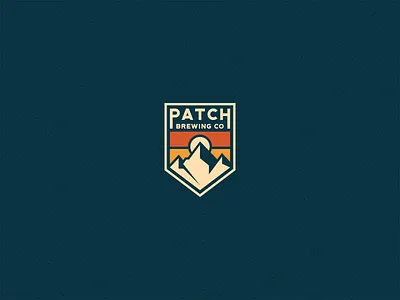Patch Brewery Logo beer branding brewery clean craftbeer geometic geometric logo logo design microbrewery modern vintage mountain mountains negative space patch simple sunset