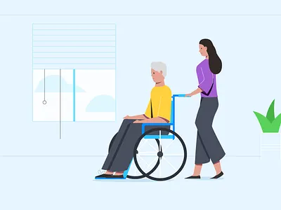 Illustration for Animation animation cartoon character character deceased design elderly care flat healthcare hospital illustration lady nurse old man streacher vector web