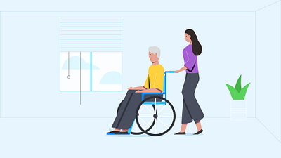 Illustration for Animation animation cartoon character character deceased design elderly care flat healthcare hospital illustration lady nurse old man streacher vector web