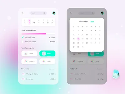 Calendar app concept app calendar calendar app calendar design colors design gradient illustration inspiration minimal mobile ui uidesign ux uxdesign