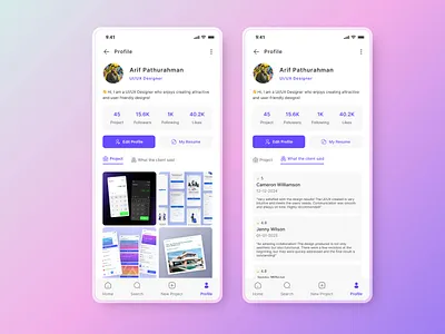 User Profile Mobile App UI app design ui ux