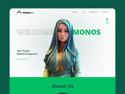 Monos AI Landing Page ai design ai landing page communication design halal illustration landing page nabeelahmed ui ux