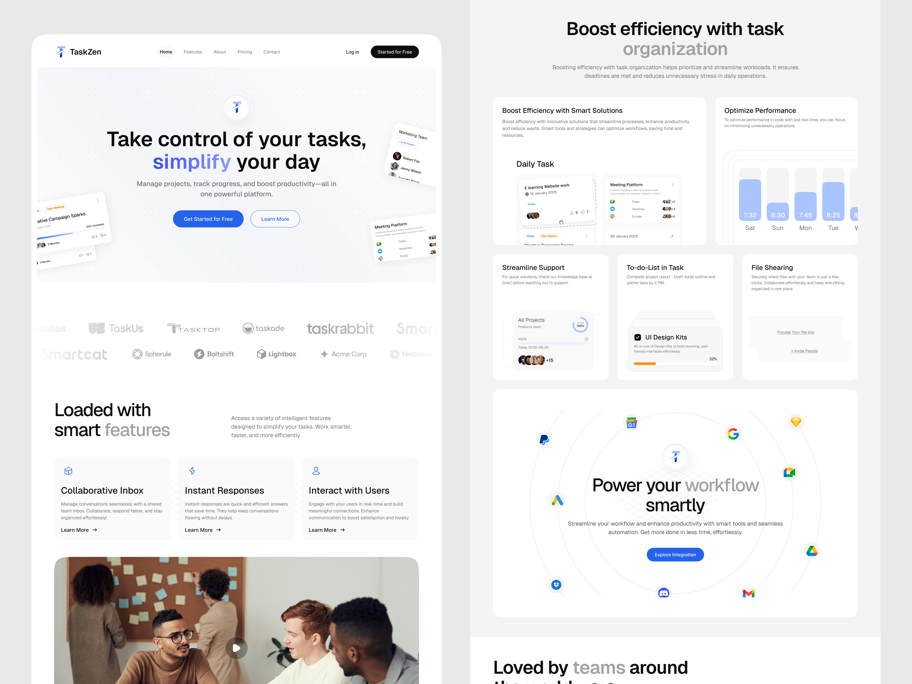 TaskZen – Task Management Platform UIUX Design | Responsive design interface product service startup ui ux web