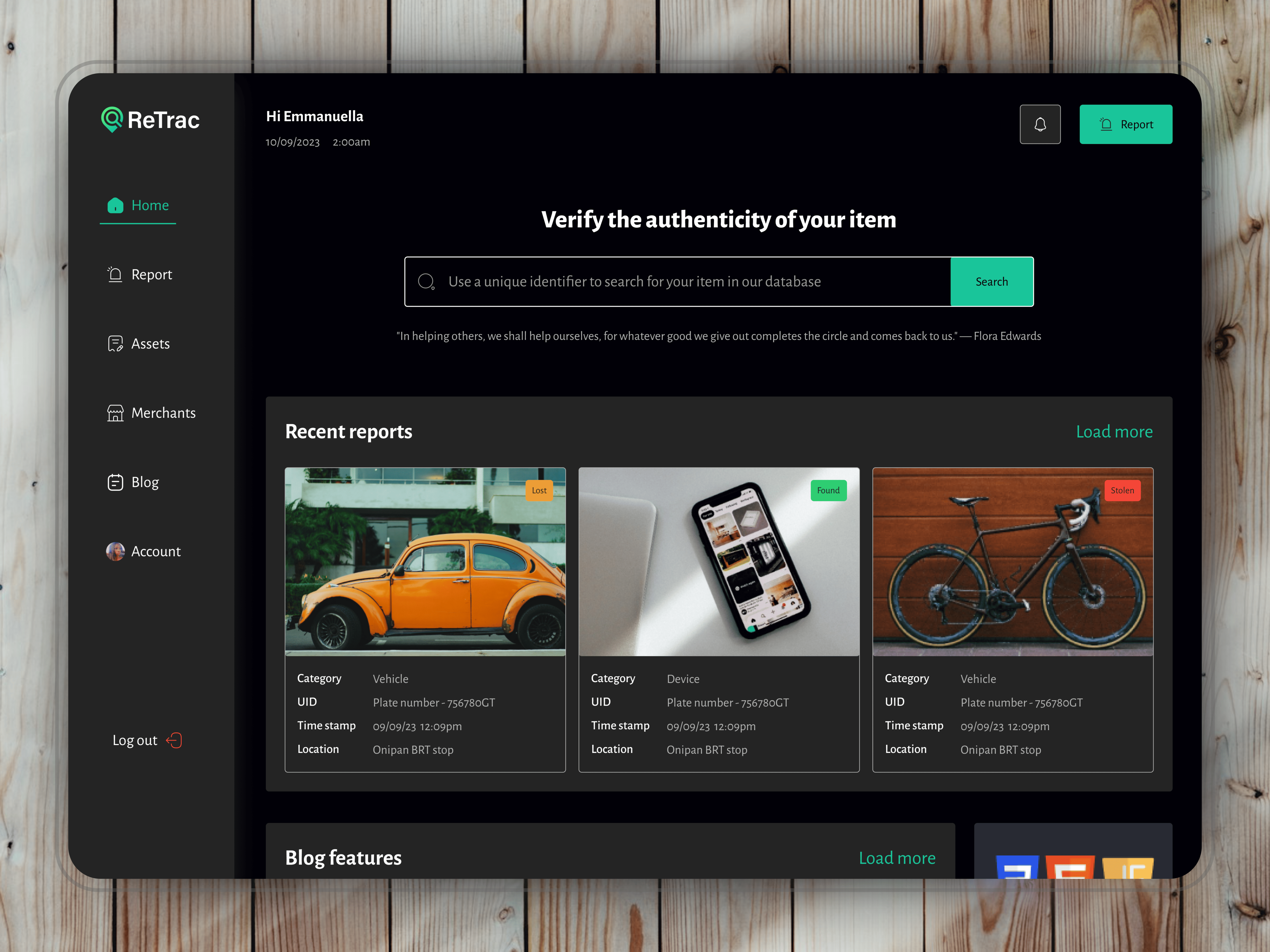 Example of Web App Design