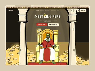 King Pepe - meme token crypto animation bonk crypto funny website meme meme coin meme coin design meme coin landing page meme coin website meme landing page meme token meme token design memecoin memecoin website pepe web design