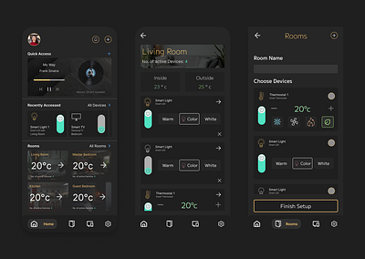 Smart Home App UI - Effortless Control dashboard design home homemonitioring mobile mobileapp monitoring ui uiux