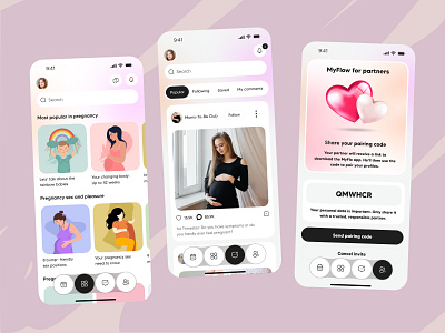 Pregnancy And Period Tracker mobile App app design baby countdown calendar interface design minimal mobile mobile app period period tracker periods pregnancy pregnancy journey pregnancy planner pregnancy progress pregnancy tracking app uiux women women health