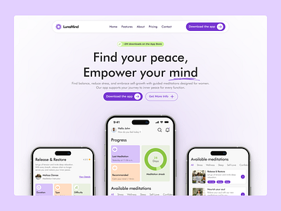 Meditation Landing page concept doctor fitness health healthy lifestyle landing page medical care meditation mental mental health motivation selfcare stress ui uiux ux webdesign wellness yoga platform