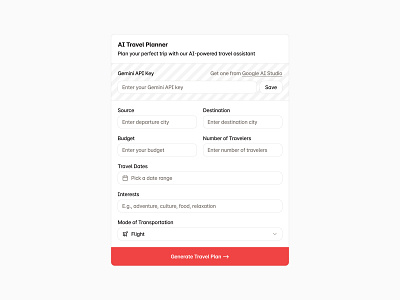 Travel Planner ✈️ button design dialog input minimal modal popup saas ui web design