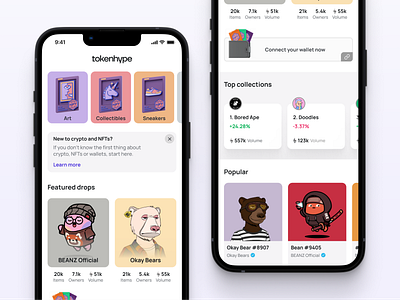 Tokenhype - Light UI crypto design light mode marketplace mobile app nfts ui