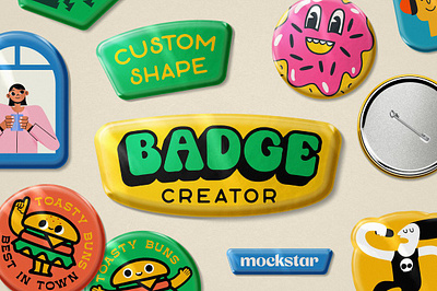 Custom Shape Badge Creator badge badge mockup branding branding mockup button button badge button badge mockup button mockup custom shape badge creator emblem label logo logo mockup photoshop mockup presentation mockup psd psd mockup template mockup texture