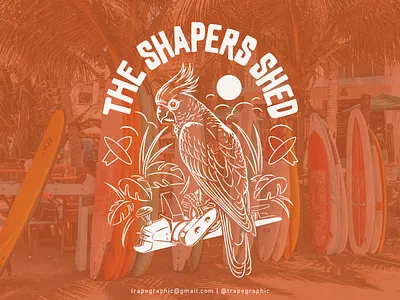 The Shapers Shed apparel branding clothing cockatoo design graphic design illustration logo summer surfing t shirt design vector