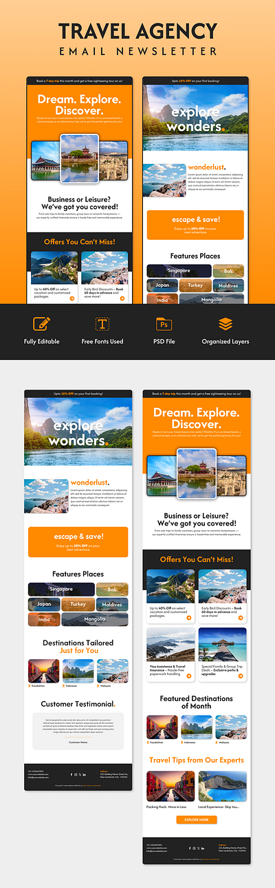 Travel Agency Email Newsletter Template e newsletter e newsletter design e newsletter template email marketing email newsletter email newsletter design email newsletter template graphic design travel agency travel agency email newsletter travel agency newsletter