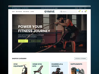 Gymive – Elevating Your Fitness Shopping Experience ecommerce ux design fitness ecommerce ux fitness website fitness website uiux gym equipment webstie health fitness store ui home gym store landing page sports gym ecommerce design