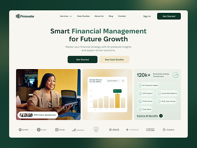 Finovate - webdesign branding digital finance graphic design hero landing landing page product ui ux webdesign