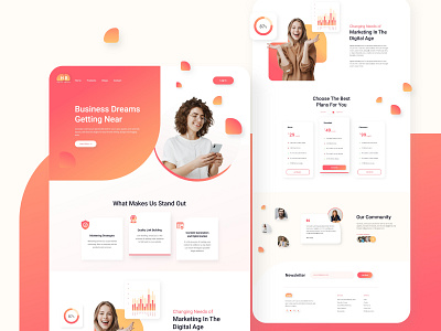 Digital Agency Landing page agency website clean colorful digital digital agency digital marketing agency landing page minimal orange seo typography ui ui ux ux web web design web template website