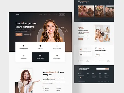 Skincare Brand Elegant website beauty clean cosmetics devsnet elegent face care facial make up minimal product skin skincare ui ux web design website