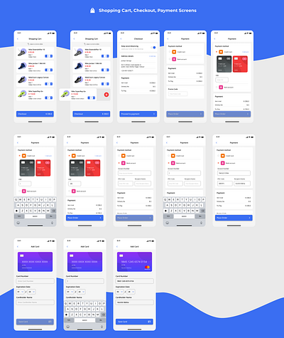 Shopping Cart, Checkout and Payment Screens #DailyUI app cards ui checkout form dailyui dailyuichallenge design payment form shopping cart ui ui challenge uidesign uiuxdesign