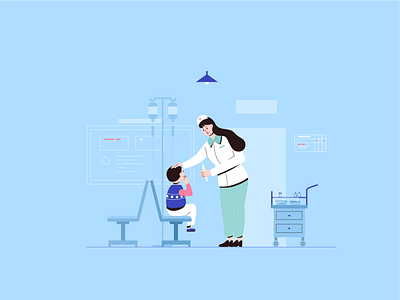 Nurses and children art design flat graphic design hospital illustration illustrator ui vector 小场景