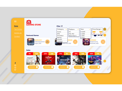 Gaming Store Concept - screen 2/2 design games gaming store landing page market minimal online shopping simple ui ux web web design yellow