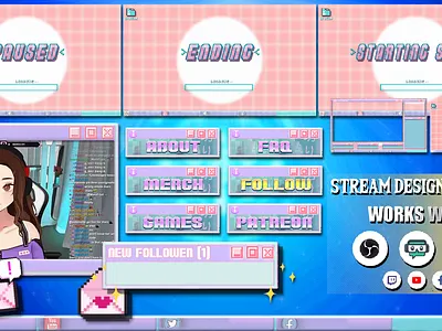 Pink Twitch Overlay Package animated twitch overlay cute twitch overlay cute twitch panels cutetwitchoverlay twitch twitch overlay twitchbanner twitchgraphics twitchpanels twitchscreens