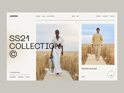 Jacquemus - Interaction blog brand clean collection design e commerce fashion fashion brand grid interaction jaqcuemus landing page minimal shop store typography ui ux web website