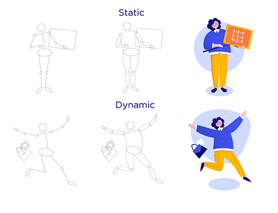 Character in statics and dynamics adobeillustrator design graphic design illustration vector