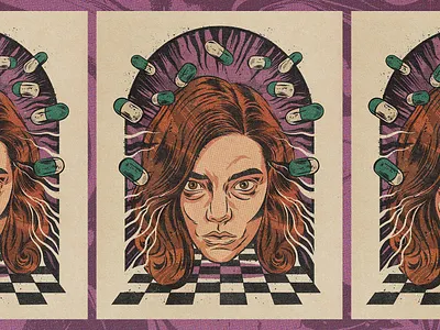 The Queen's Gambit comic art illustration netflix poster print retro texture thequeensgambit vintage