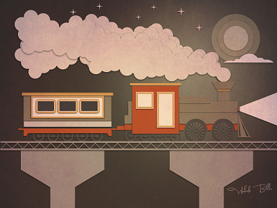 Papercut Train art illustration photoshop