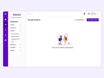 Empty State Screen - Student Register clean design empty screen empty state illustration minimal placeholder register register form registration school app schools student ui ux