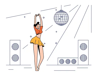Dancing character dancing flat girl illustration music nightclub vector woman