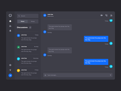 Swipe - The Simplest Chat Platform (Dark Mode) chat chat app chat bot chatbot dark dark mode dark theme dark ui direct messaging discord discussions instant messaging messages messaging app messenger skype ui video call voice call