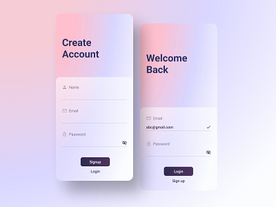 Signup & Login UI app brand branding clean concept dailyui design dribbble dribbblers flat interface ios iphone minimal mobile shot ui ux web website