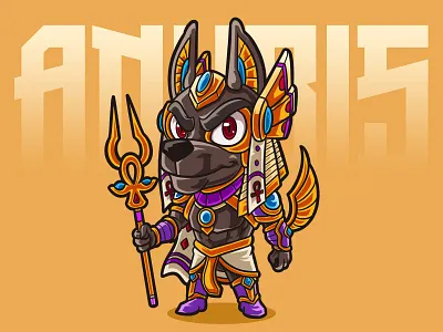 Anubis art cartoon characterdesign chibi design egyptian fanart gods illustration