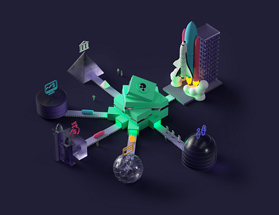 3D Key Visual // puzzle 3d c4d design illustration octane webdesign