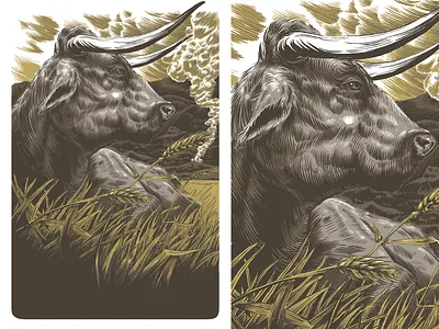 Twilight of the Sacred Cow bull design illustration inking pen and ink photoshop poster art print design