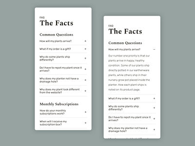 Daily ui 092 - FAQ 092 daily ui frequently asked questions plants