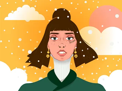 💀 Portrait Practice ❄️ 2020 art character face illustration jacksonville portrait red seasonal skulls tattoo vector winter woman yellow