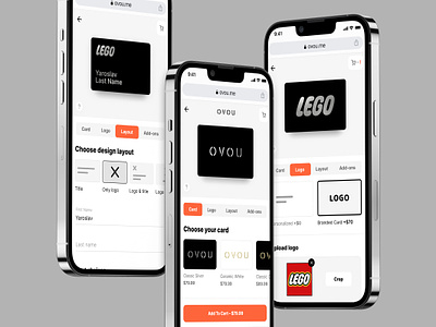Mobile Customizer of cards for OVOU – Smart Business Card card card design corporate profile customiz customize customize business cards customizer ecommerce mobile design mobile ui personal card profile card profile page smart business card team team card template theme ui uidesign