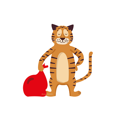 Christmas tiger cartoon christmas design illustraion tiger ui