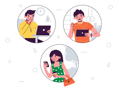 To make an order boy flat design girl illustration office phone sport vector