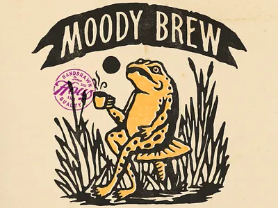 Moody Brew badge design branding handdrawn illustration t shirt design vector vintage vintage badge vintage design