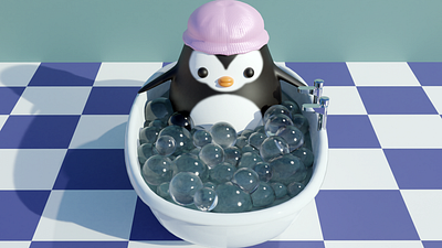 Bubble Bath 3d art 3d artist 3d render animal art art artist bath blender blender 3d blender cycles bubble bath cartooning character design cute cute animal cute animals cute art modeling penguin