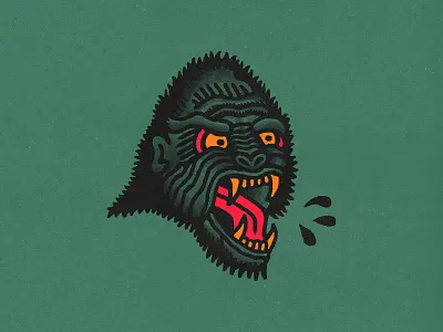 BED HEAD animal design drawing gorilla hand drawn illustration silverback tattoo texture traditional