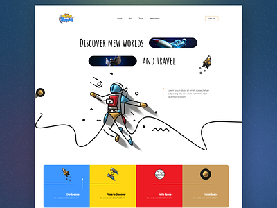 Space travel Landing Page design earth galaxy graphic design home page illustration landing page nasa spaceships planet planets rocketship space space travel space website spacex ui ux universe web website website design