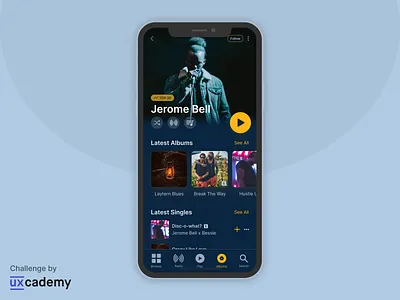 Artist Profile Screen app artist cards design ios app design music music app musician profile design profile page song ui