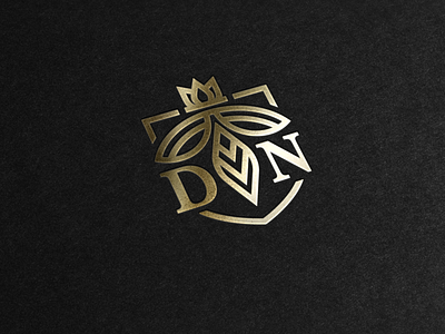 Queen bee crest logo with initials (for sale) bee brand identity branding crest crown design logo monogram queen shield