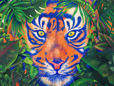 Menacée n°01 painting posca poscaart tigre wildlife