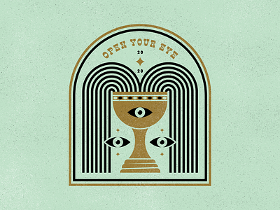 Open Your Eye badge branding cup design drink gold grail illustration logo open your eye spooky star third eye thirdeye